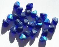 25 8mm Matte Cobalt AB Glass Shell Beads